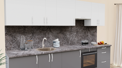 Кухня на заказ Белый глянец - Графит глянец